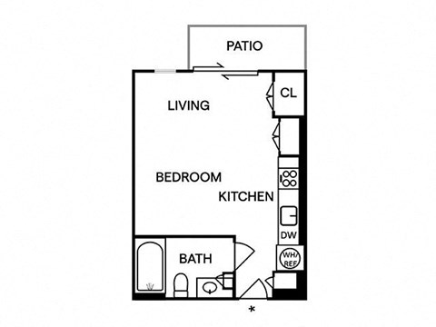 Sentral East Austin 1630 S1 Studio Floor Plan